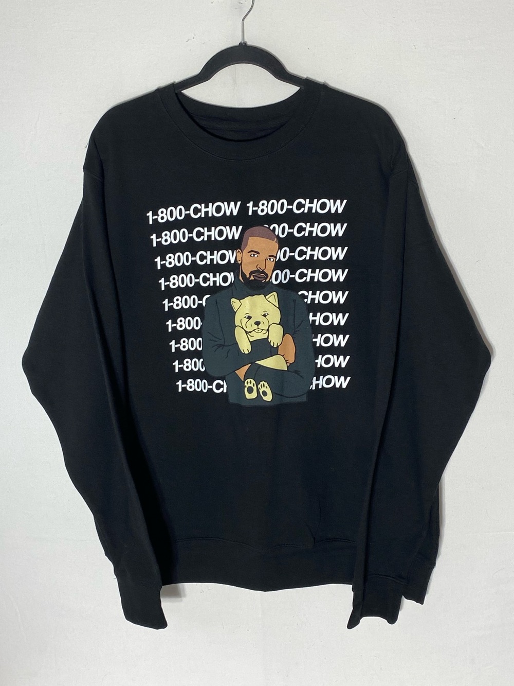 Dog Limited x Drake Collaboration 1-800-CHOW Black Crew Neck Sweatshirt L